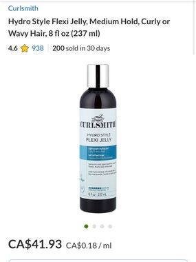 Curlsmith Hydro Style Flexi Jelly Lightweight Styling Gel — Blue